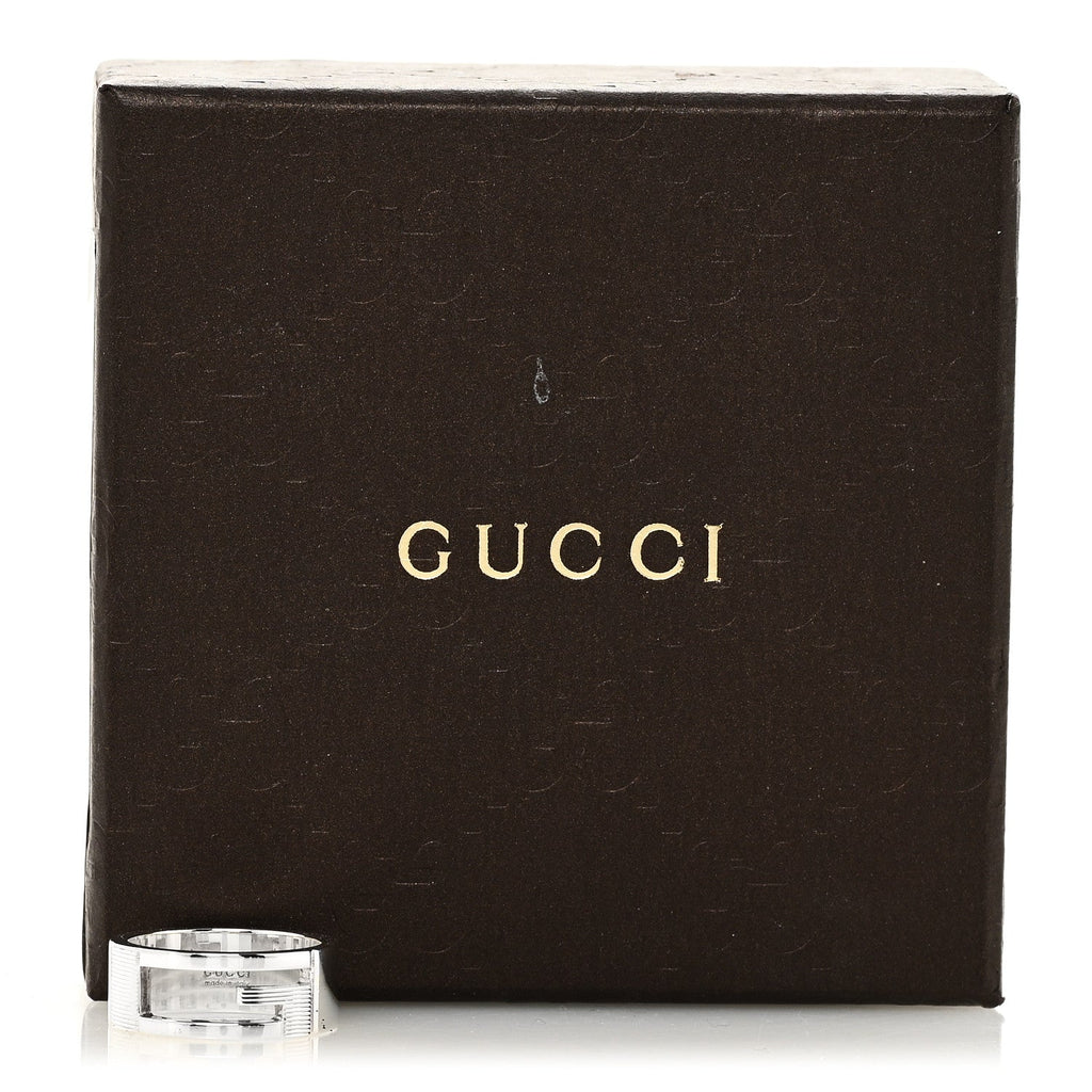 Gucci Sterling Silver G Cutout Ring 56 7.5