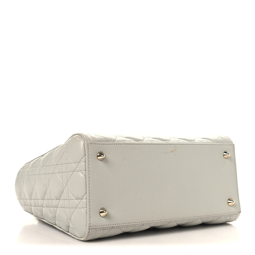 Christian Dior Lambskin Cannage Medium Lady Dior Grey