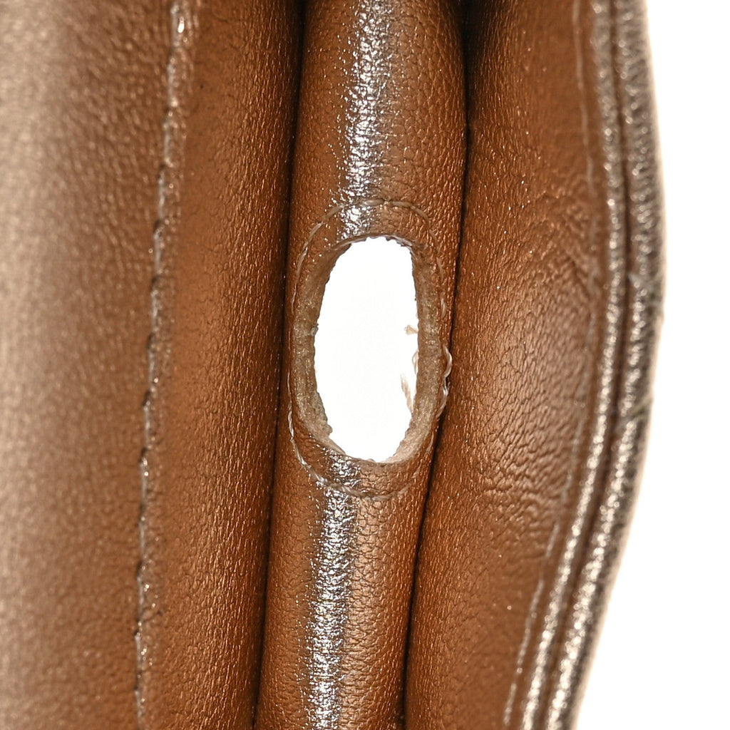 Metallic Lambskin Quilted Round Clip On Coin Purse Airpods Case Gold