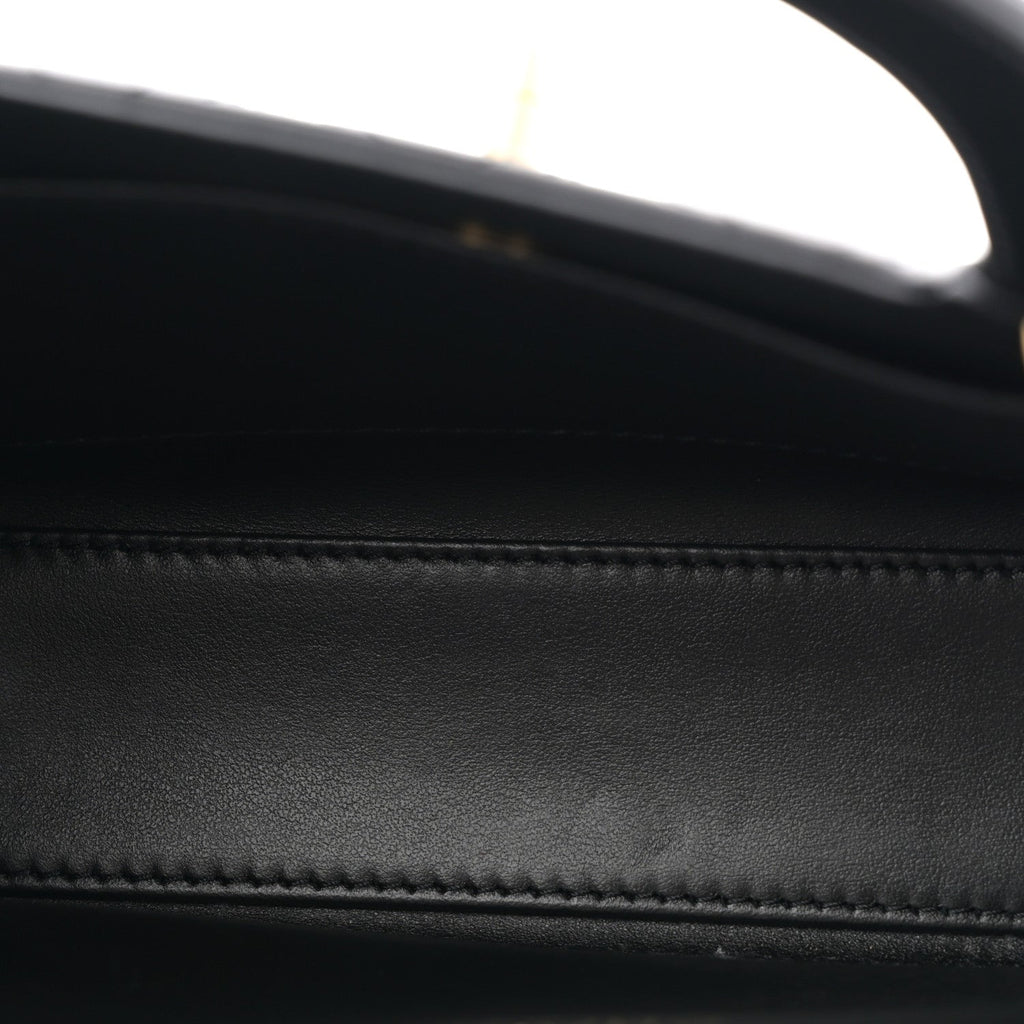 Chanel Shiny Aged Calfskin Quilted Nano Kelly Shopper Black