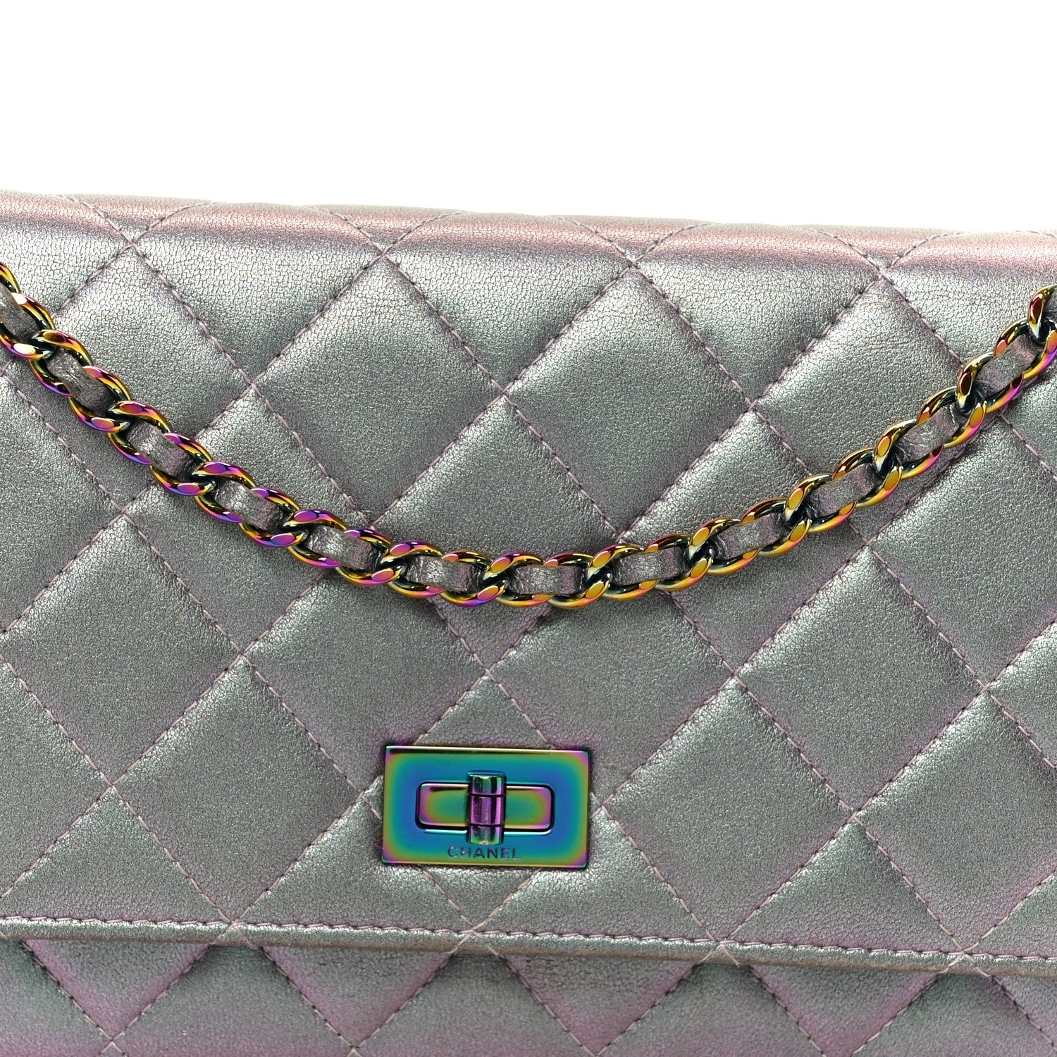 Chanel Iridescent Lambskin Quilted Reissue Wallet On Chain WOC Light Purple