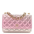 Chanel Gradient Metallic Lambskin Quilted Like A Wallet Wallet On Chain WOC Gold Pink