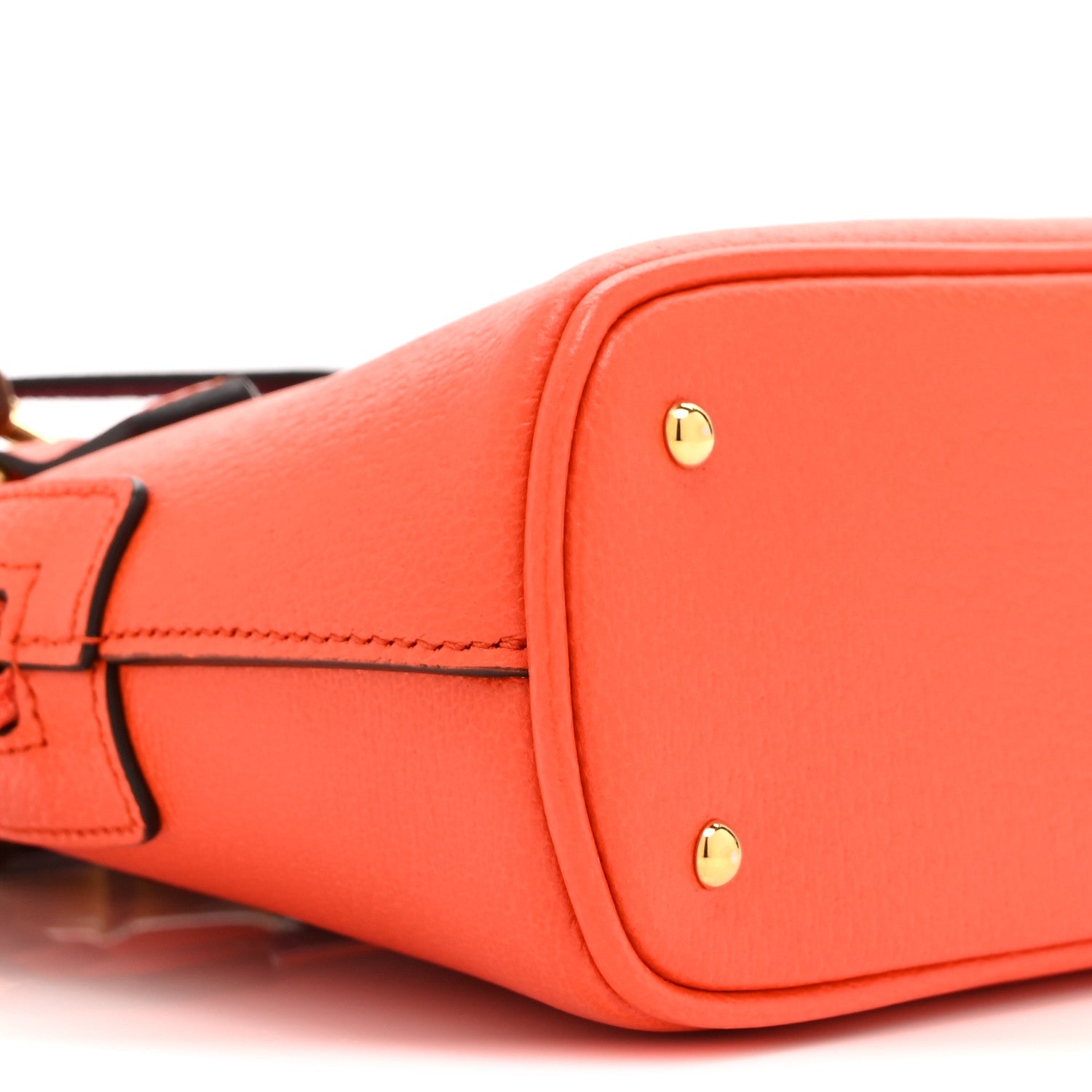 Gucci Textured Dollar Calfskin Mini Diana Dome Tote Bag Deep Orange Spicy Cyclamin