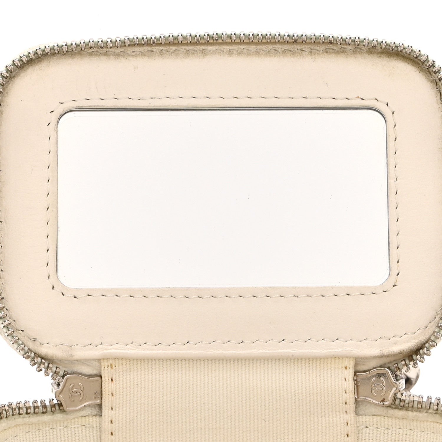 Chanel Caviar Quilted Enamel Coco Mini Vanity Case With Chain White