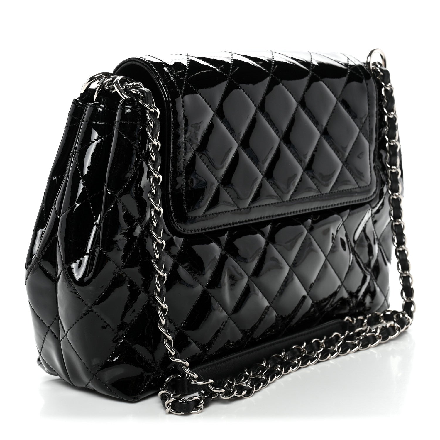 Chanel Patent Quilted Large Coco Shine Accordion Flap Black