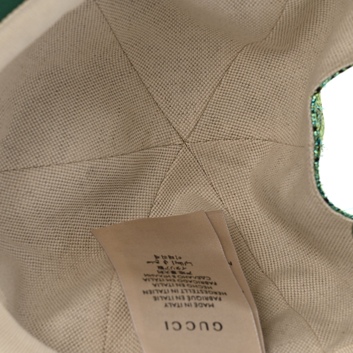 Gucci Silk Blend Jacquard Monogram Santa Barbara Baseball Hat S  Green Black Radiant