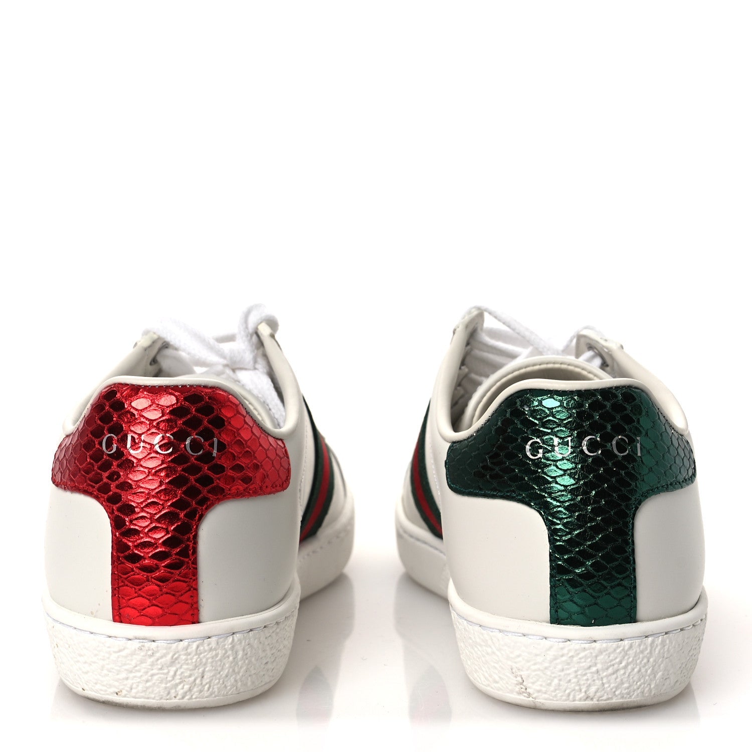 Gucci Calfskin Ayers Bee Embroidered Womens Ace Sneakers 35 White Green