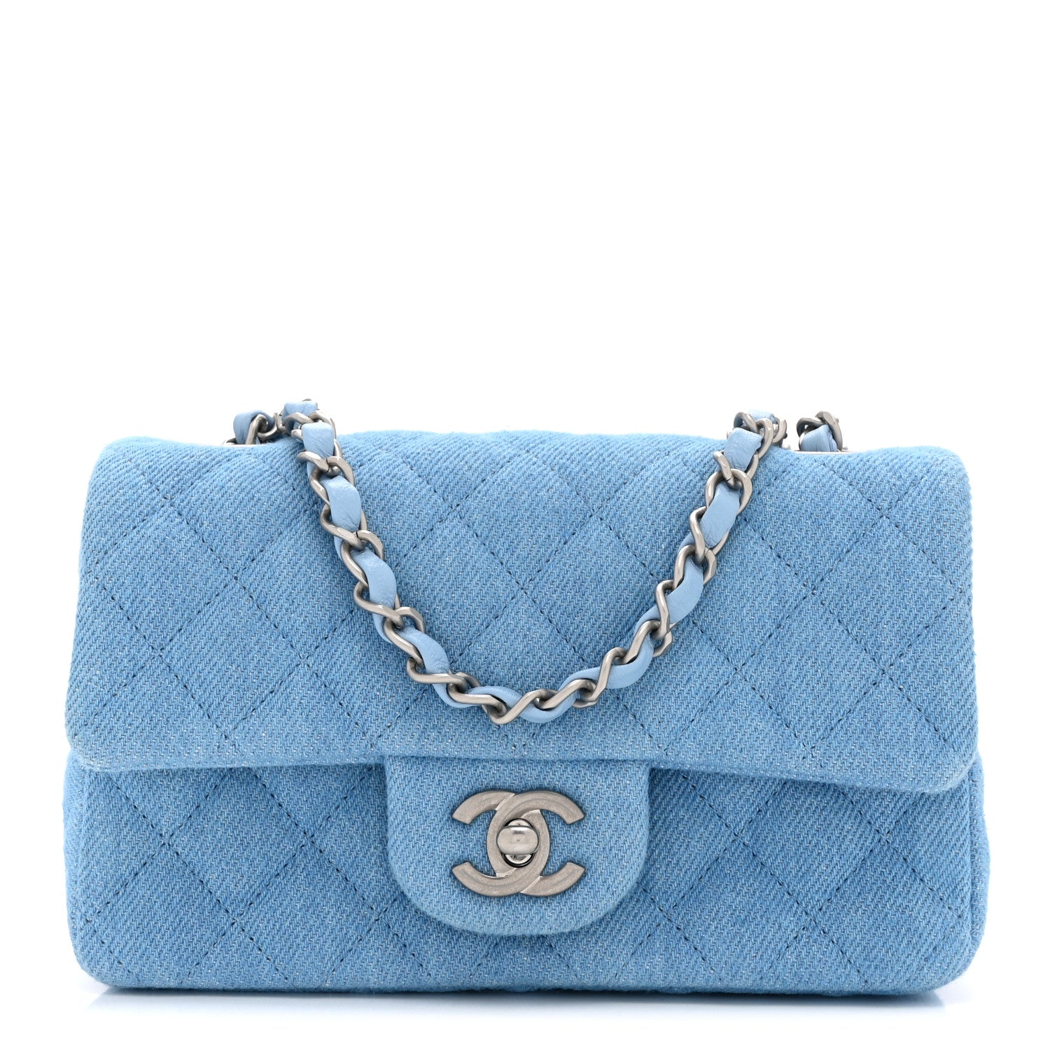 Chanel Denim Quilted Mini Rectangular Flap Blue