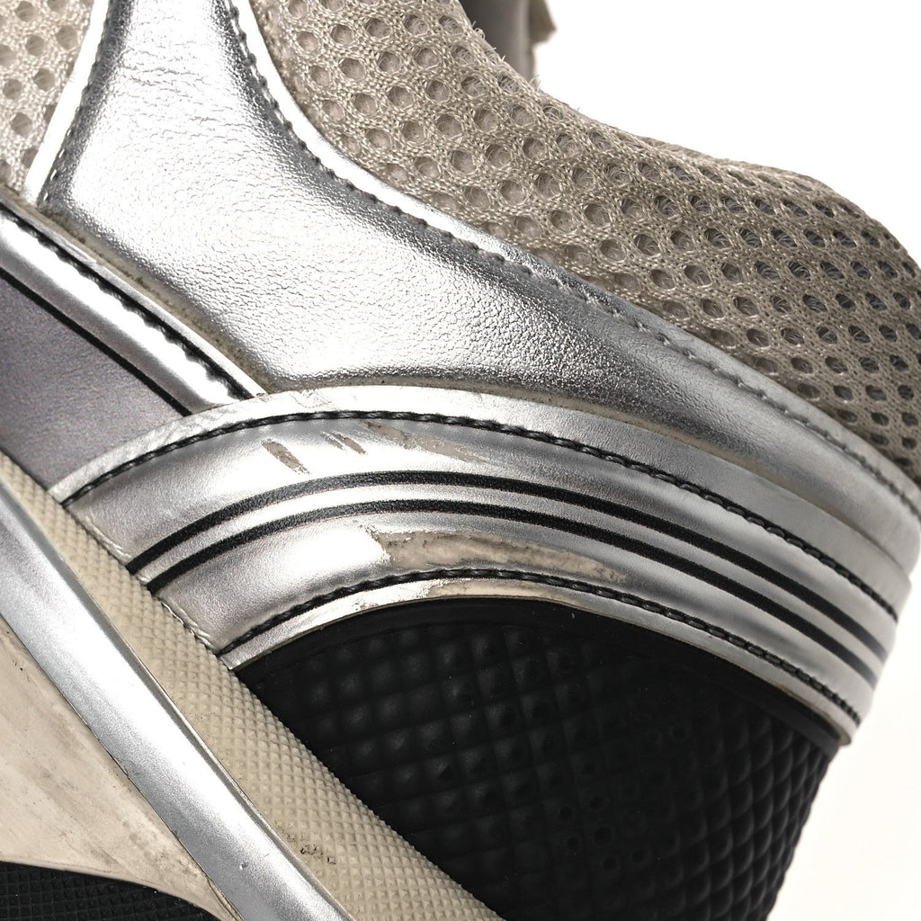 Fabric Laminated Calfskin Stretch CC Sneakers 39.5 White Silver