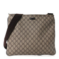 Gucci GG Supreme Monogram Medium Flat Messenger Bag Dark Brown