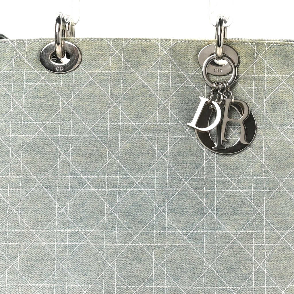 Christian Dior Denim Cannage Lady Dior Light Blue