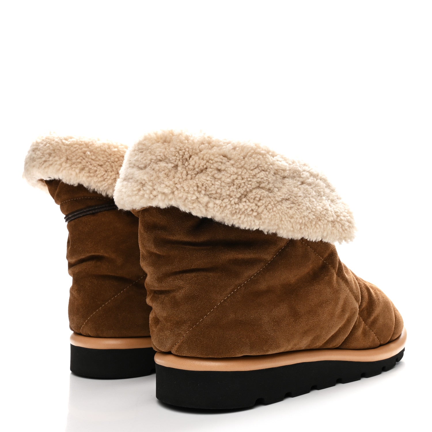 Louis Vuitton Suede Shearling Quilted Flat Ankle Boot 41 Beige