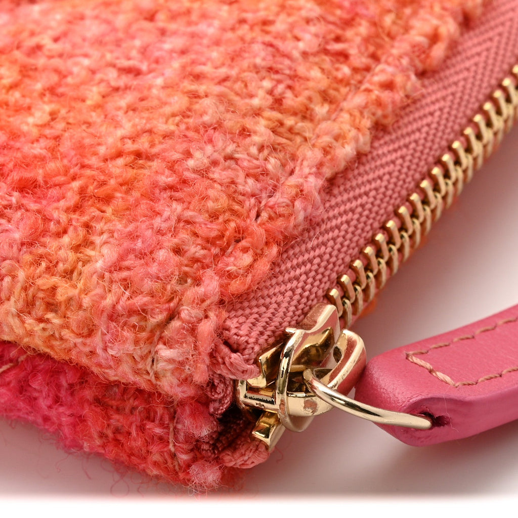 Chanel Tweed Large Chanel 19 Cosmetic Case Coral Pink