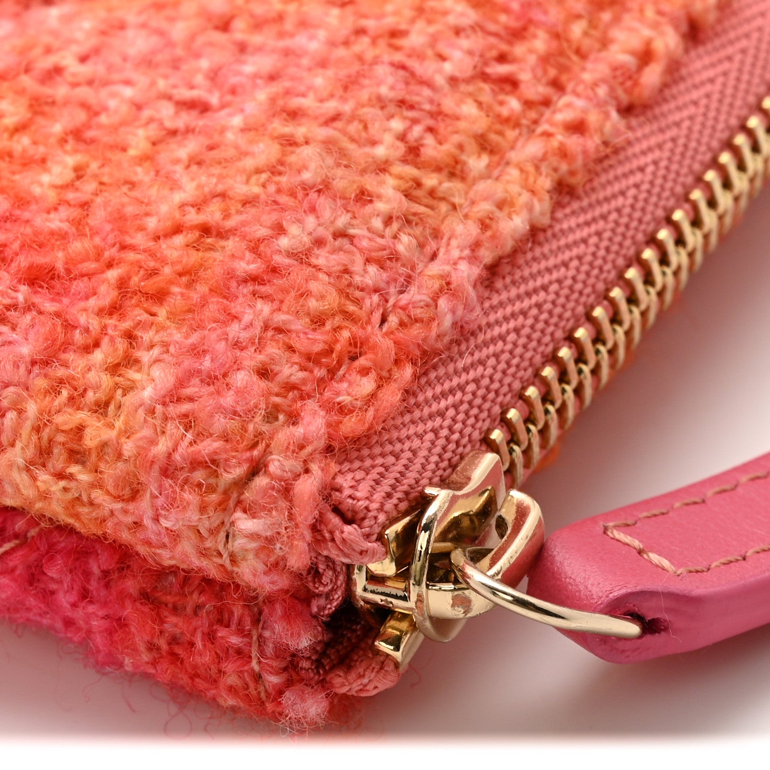 Chanel Tweed Large Chanel 19 Cosmetic Case Coral Pink