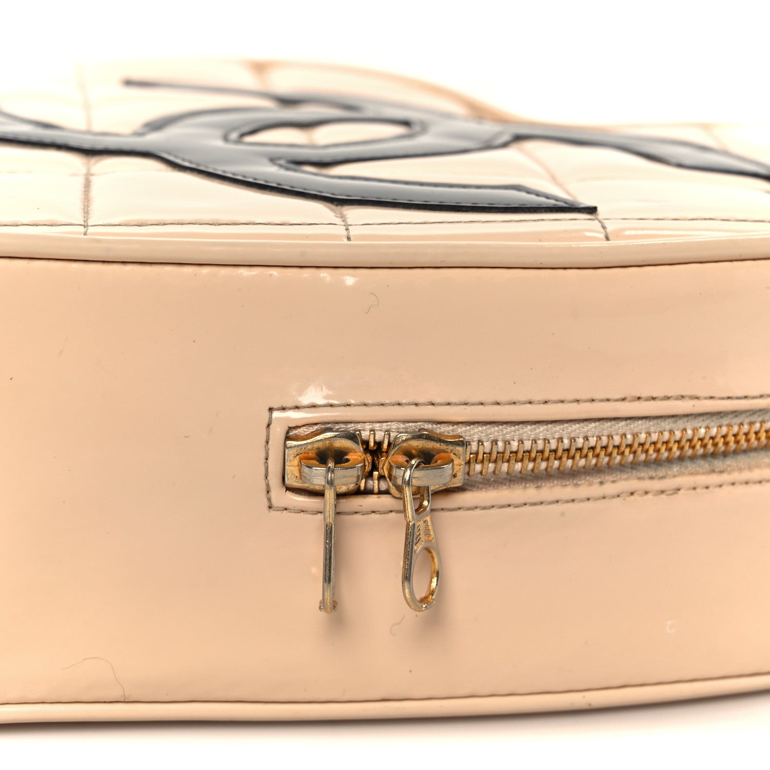 Chanel Patent Quilted CC Barbie Heart Vanity Case Beige