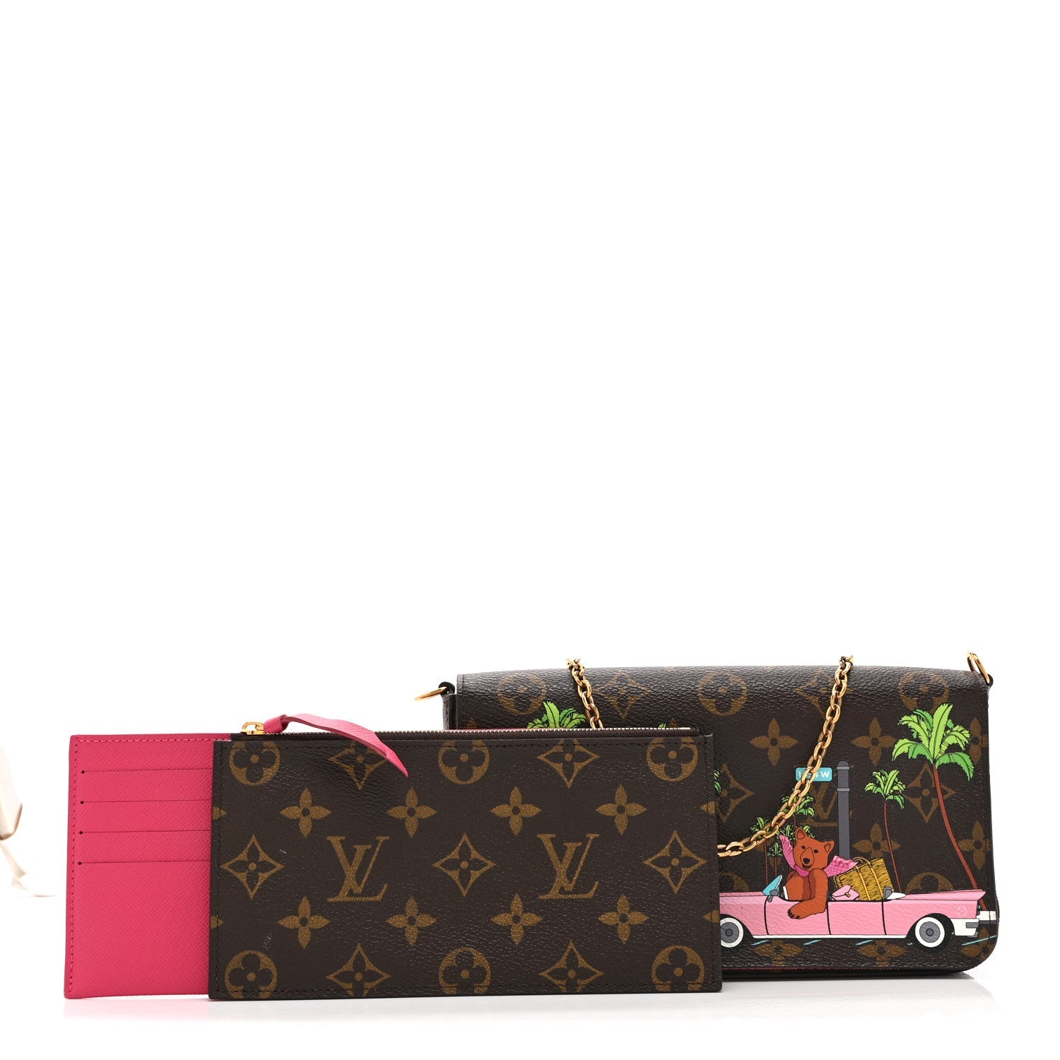 Louis Vuitton Monogram 2021 Christmas Animation Hollywood Pochette Felicie Chain Wallet Fuchsia