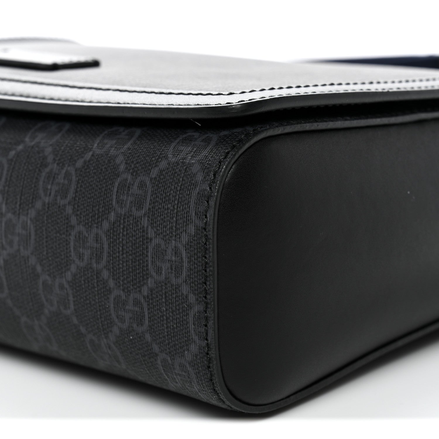 Gucci GG Supreme Monogram Appia Calfskin Web Crossbody Bag Black Grey