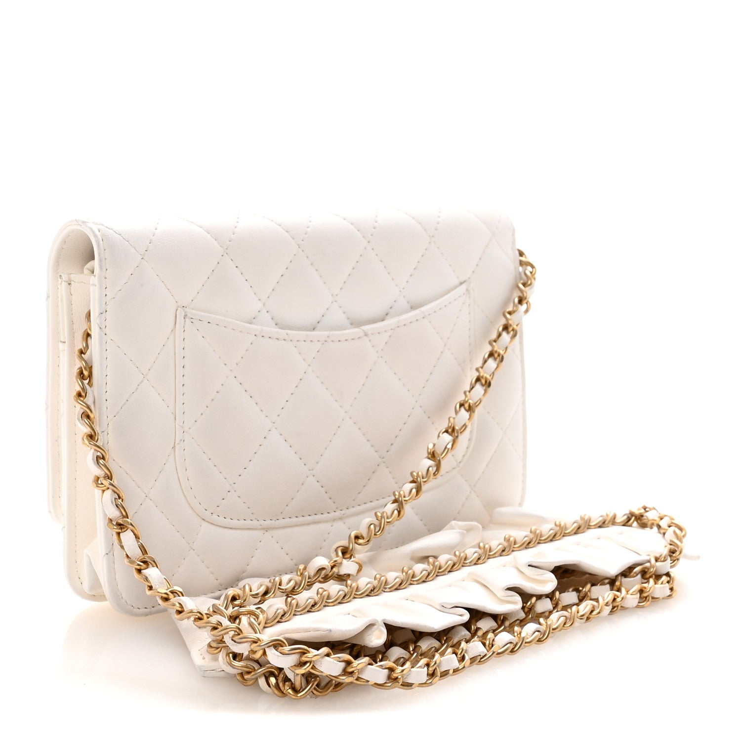 Chanel Lambskin Quilted Romance Wallet On Chain WOC White