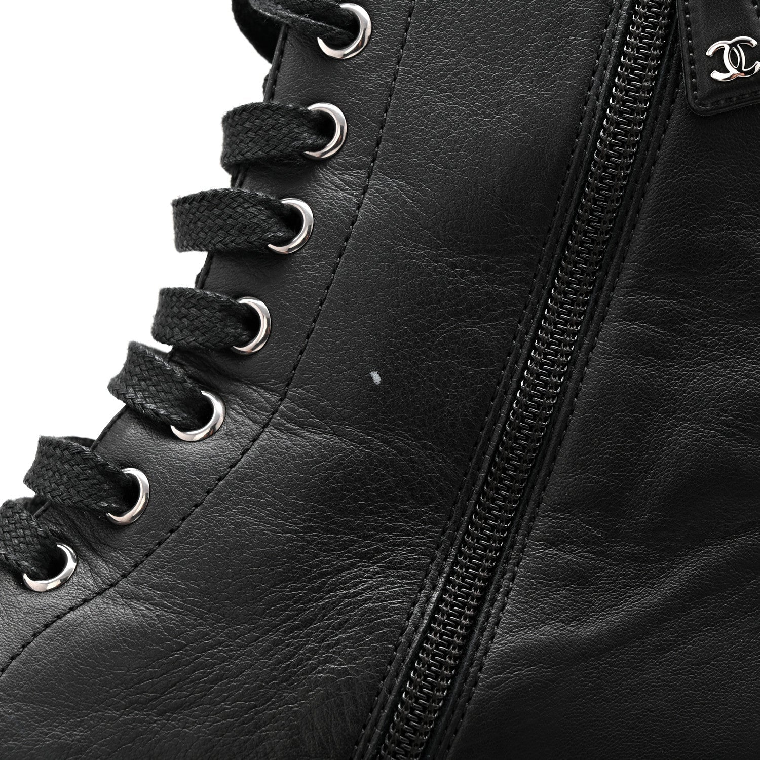 Calfskin Cap Toe Lace Up Combat Boots 39 Black