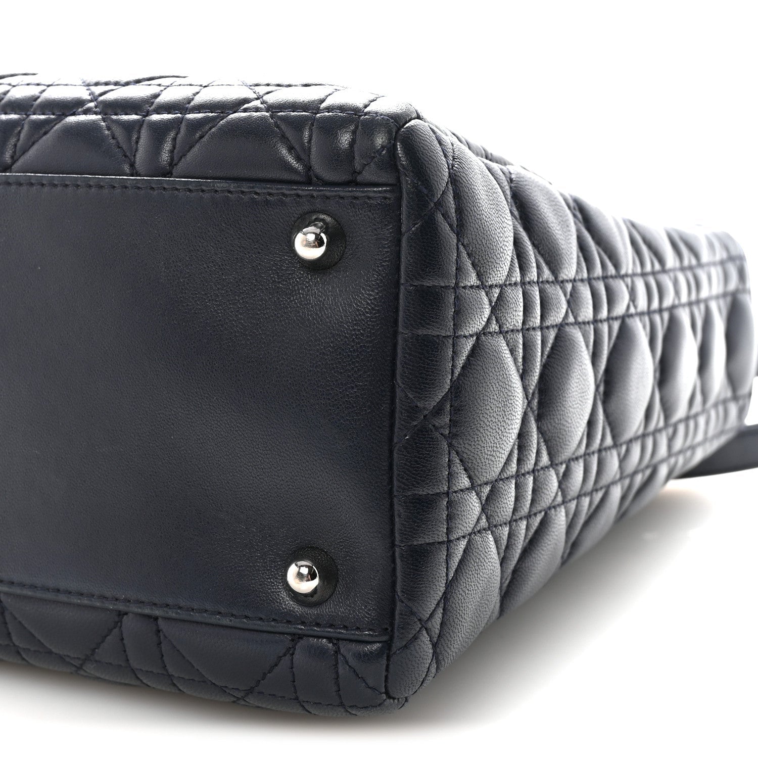Christian Dior Lambskin Cannage Large Lady Dior Navy Blue