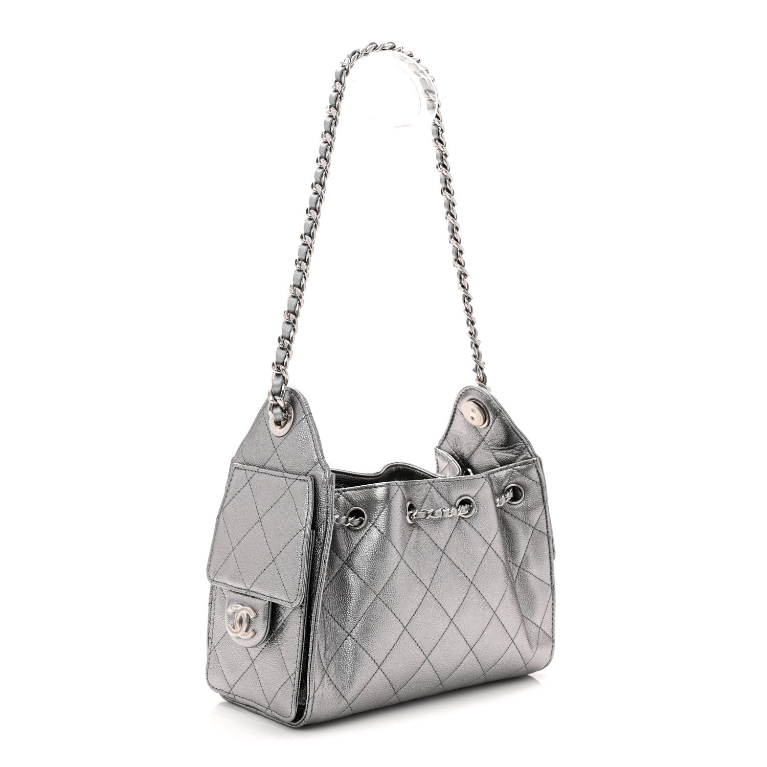 Chanel Metallic Caviar Quilted Mini Chanel 25 Handbag Anthracite