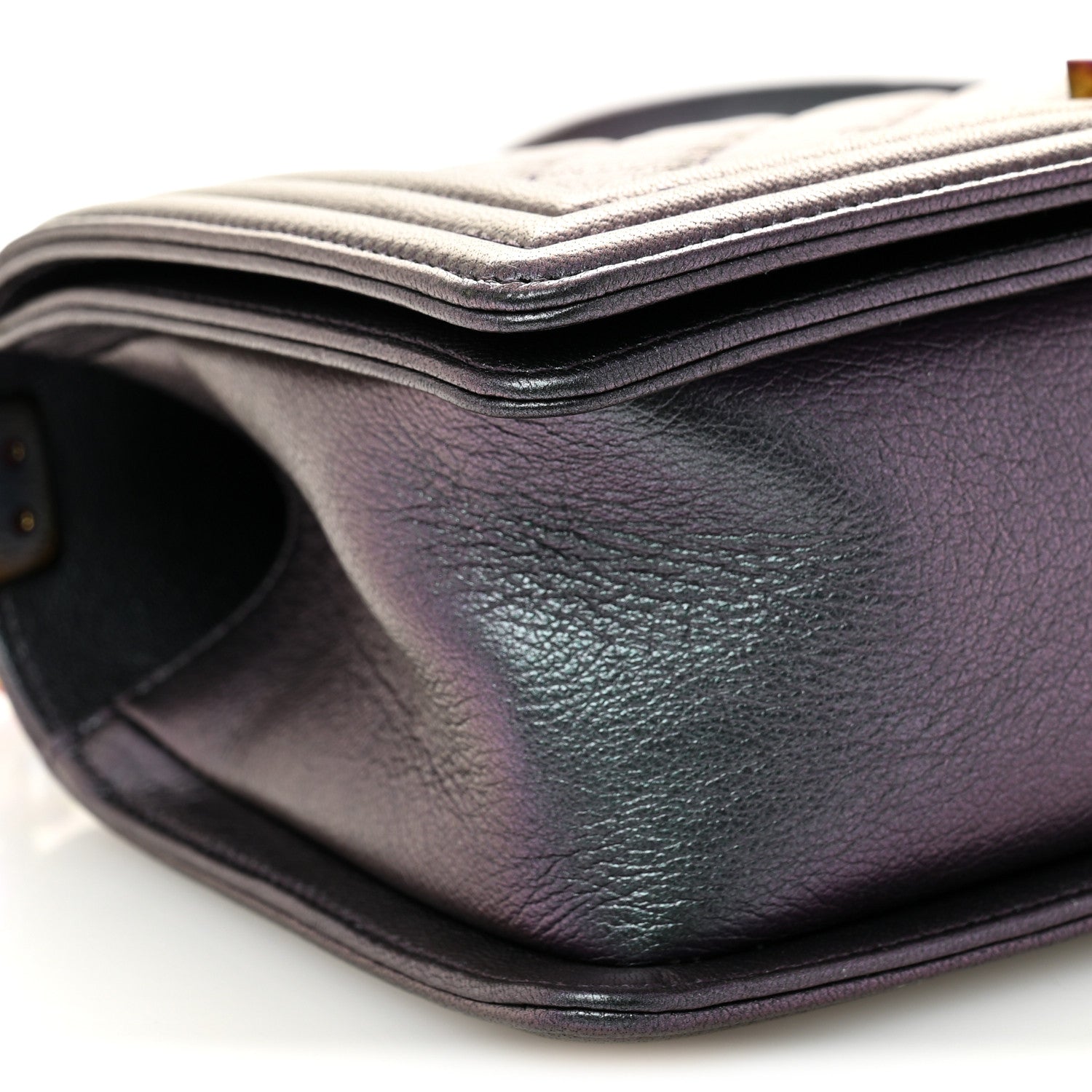 Chanel Iridescent Goatskin Quilted Medium Boy Flap Purple