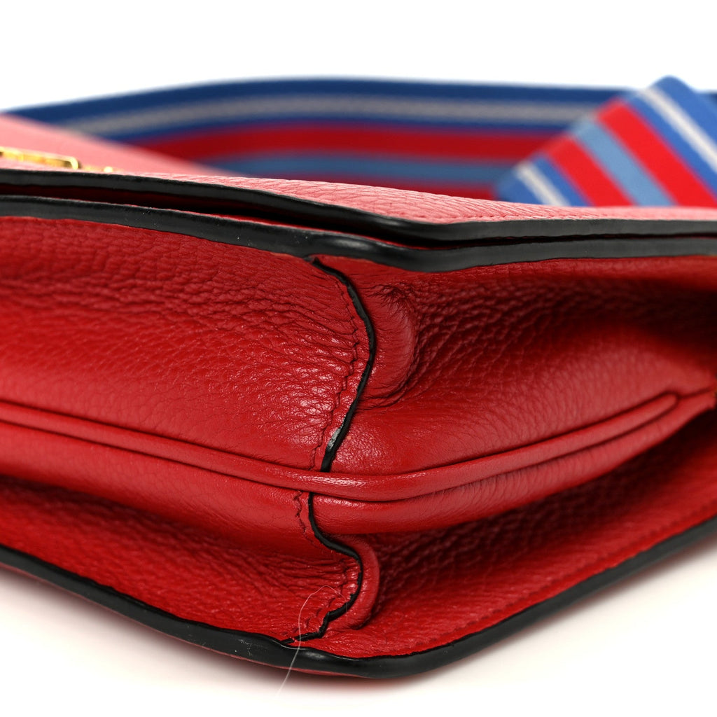 Prada Vitello Daino Flap Crossbody Rosso