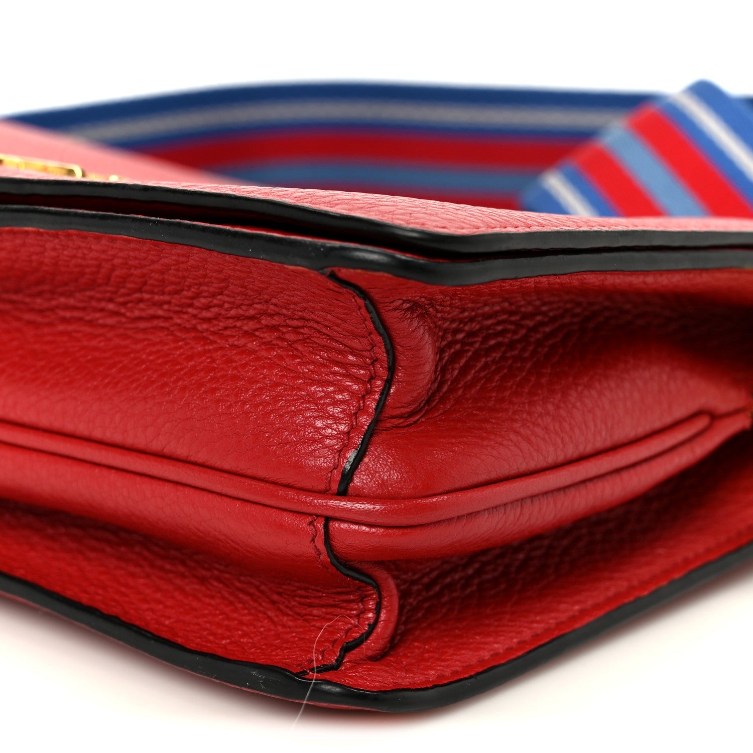 Prada Vitello Daino Flap Crossbody Rosso