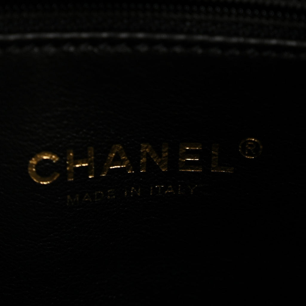 Chanel Lambskin Quilted Chaine Lettre Small Bucket Bag Black