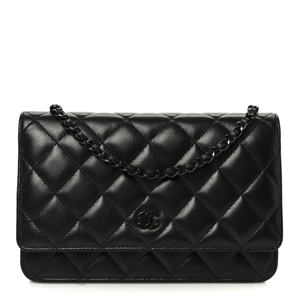 Chanel Lambskin Quilted Wallet On Chain WOC So Black