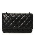 Chanel Lambskin Quilted Wallet On Chain WOC So Black