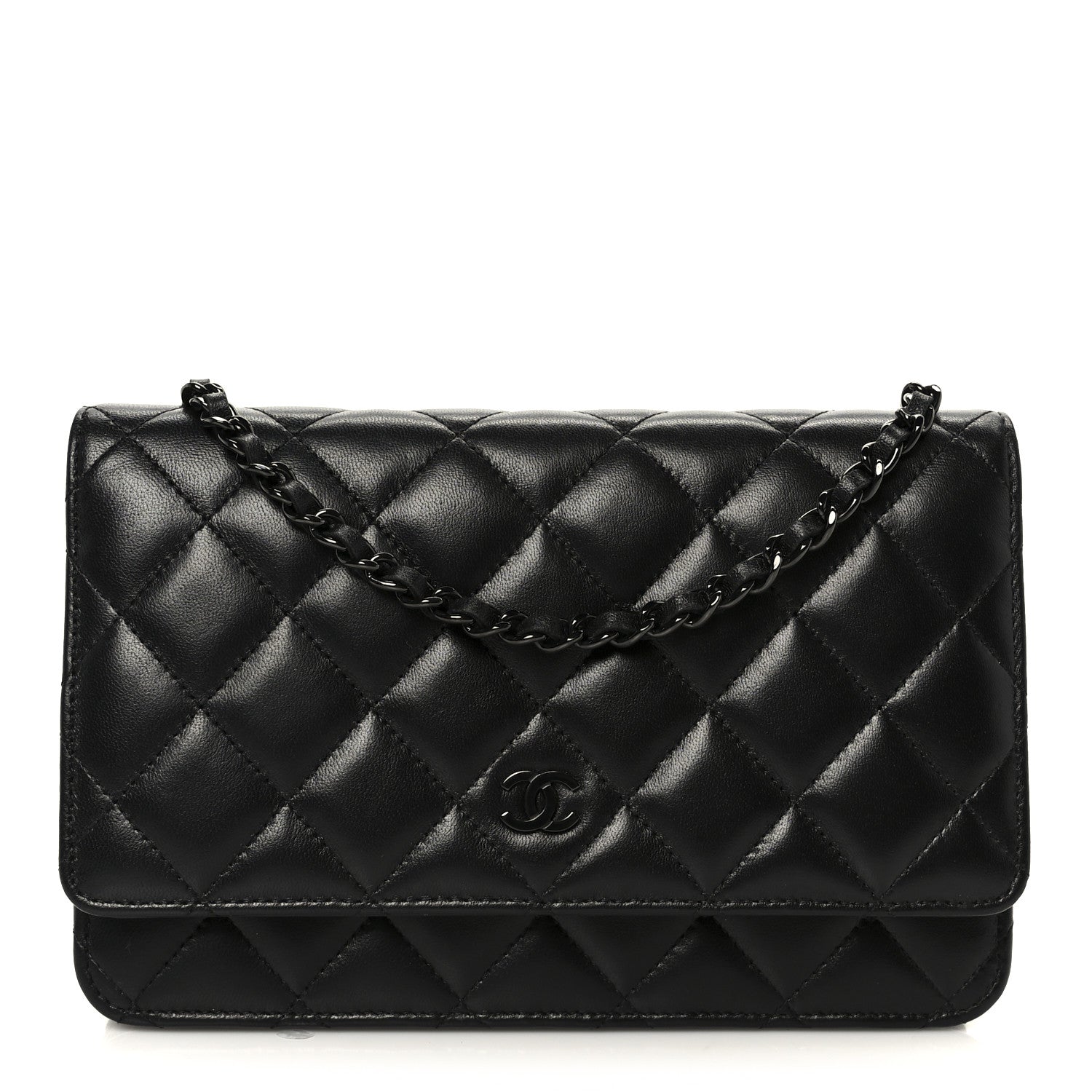Chanel Lambskin Quilted Wallet On Chain WOC So Black