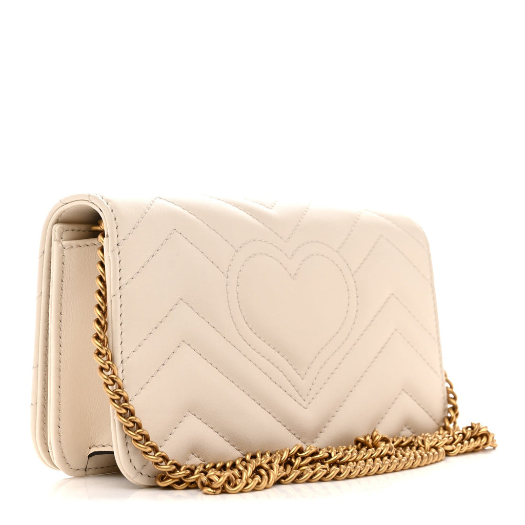 Gucci Calfskin Matelasse GG Marmont Mini Bag White