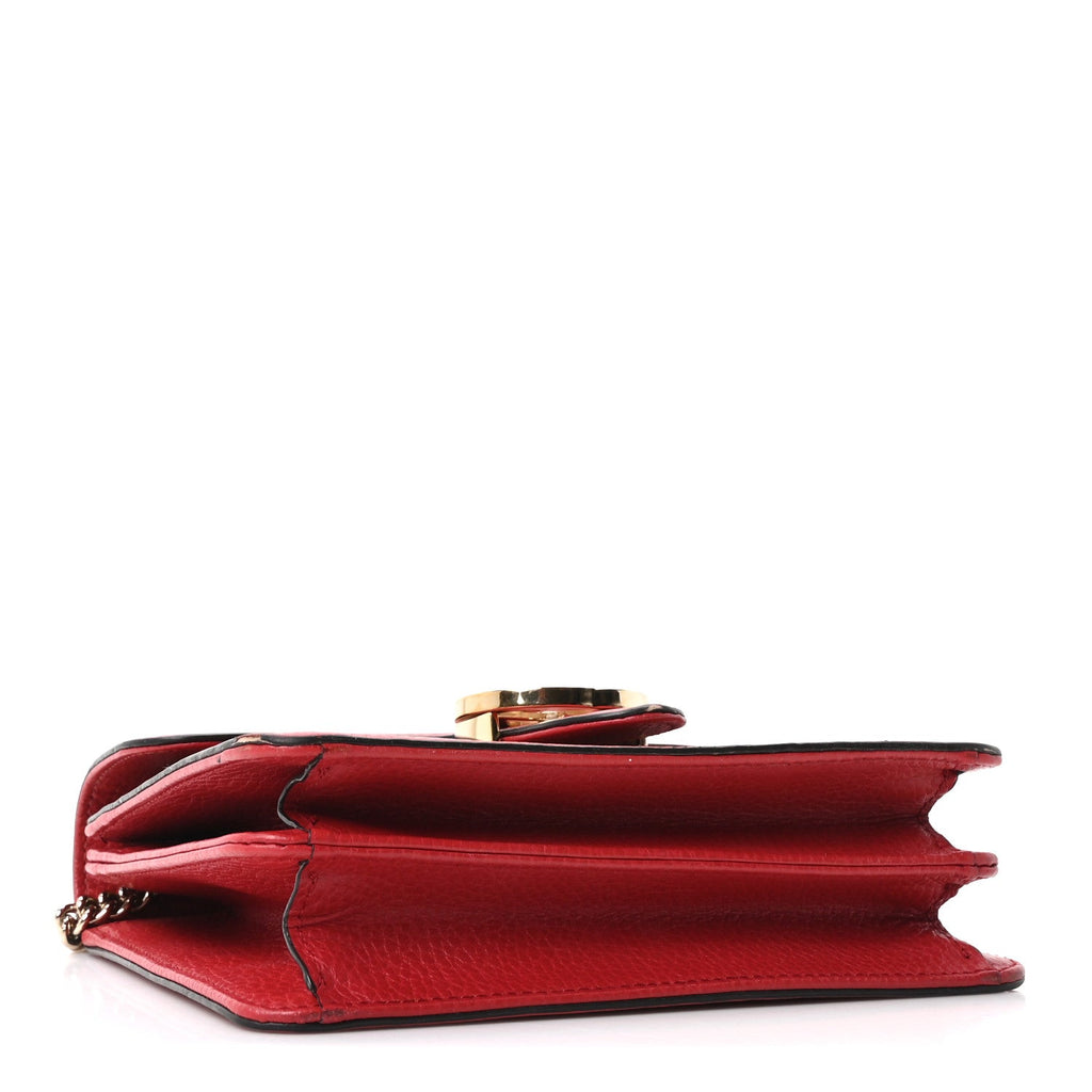 Gucci Dollar Calfskin Small Interlocking G Shoulder Bag Red
