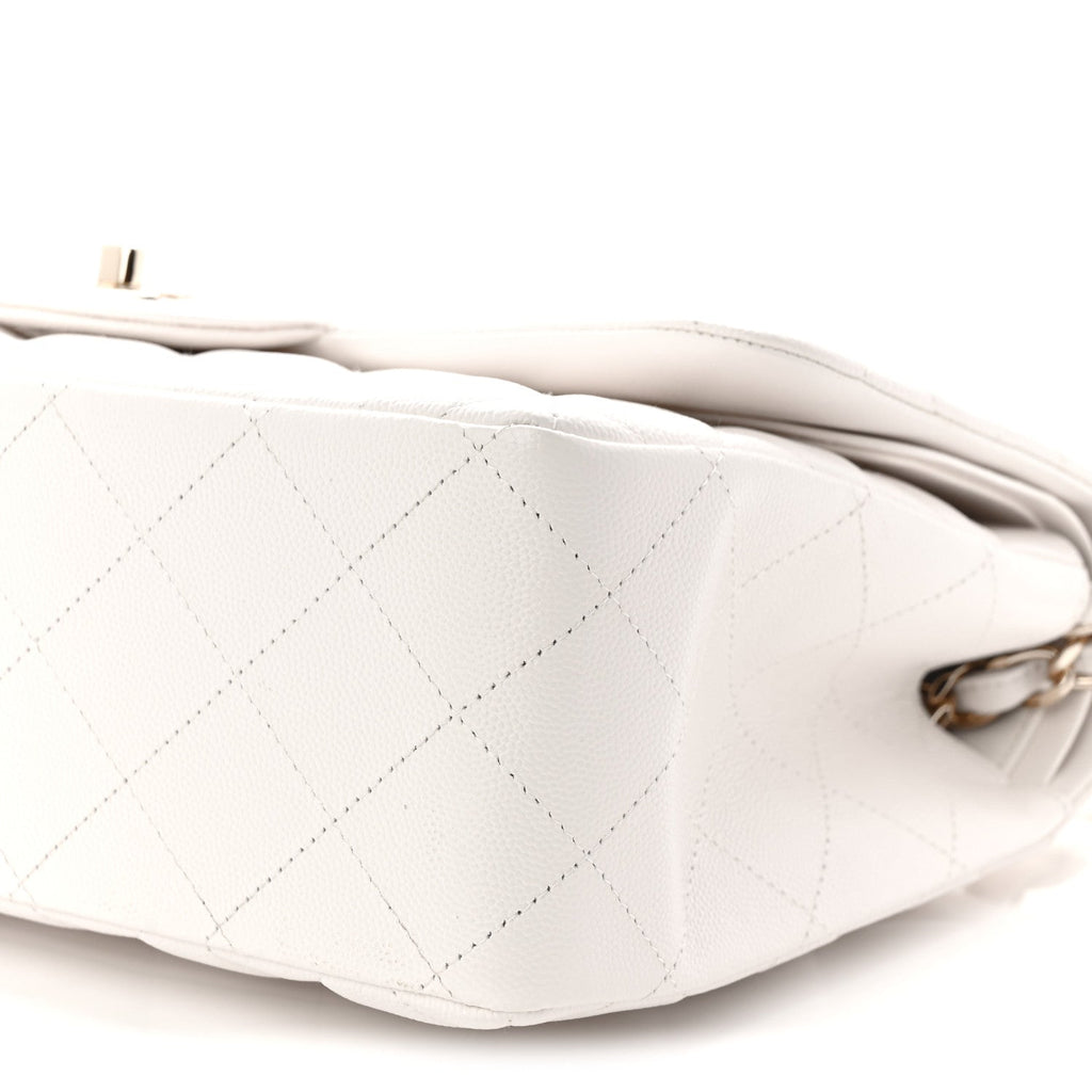 Chanel Caviar Quilted Jumbo Double Flap White