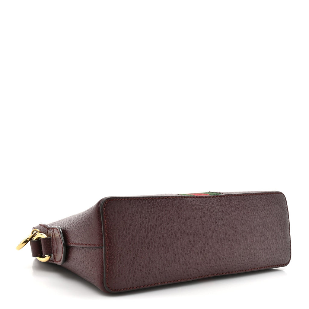 Gucci Textured Dollar Calfskin Web Small Ophidia Dome Shoulder Bag Burgundy