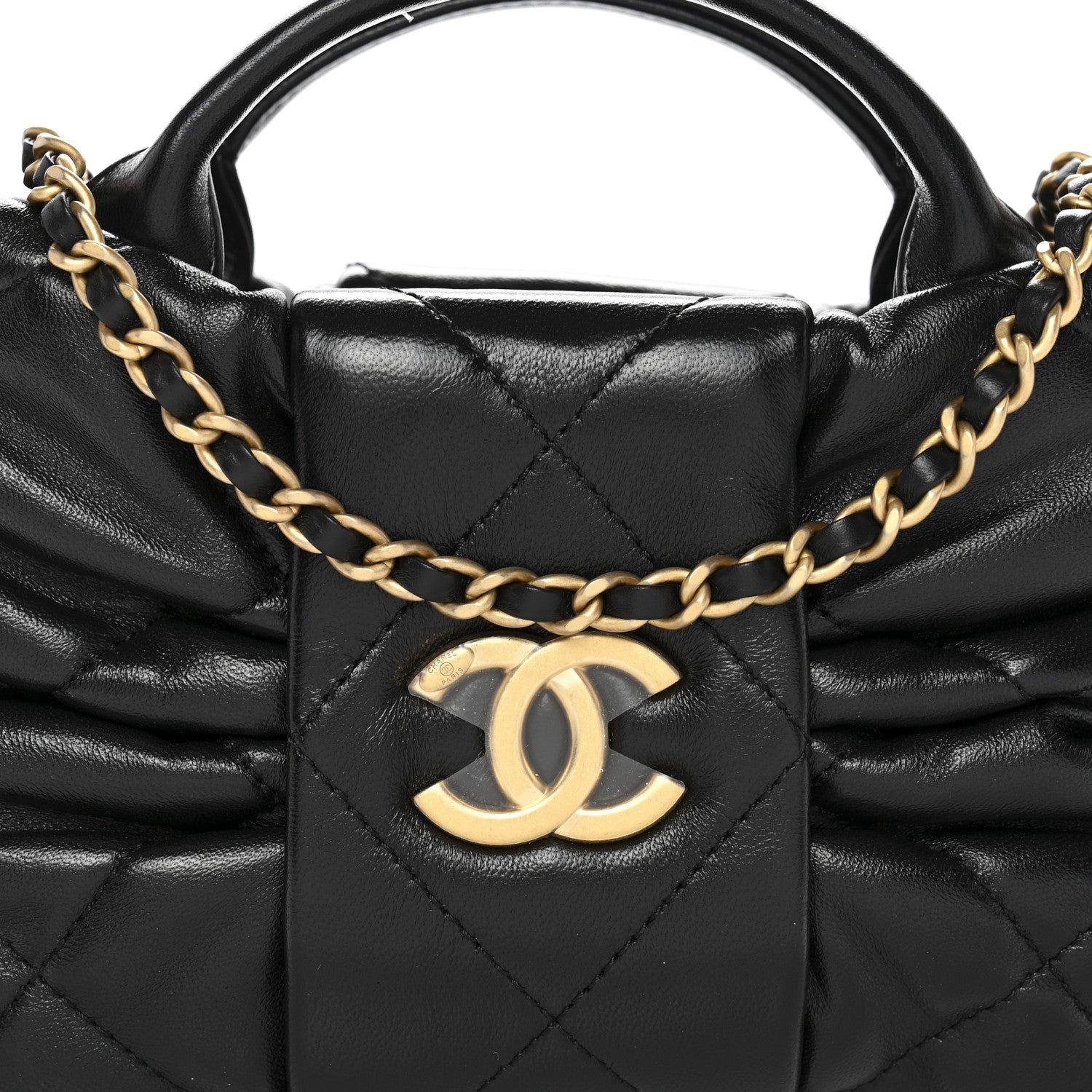 Chanel Lambskin Quilted Mini Bow Bag Black