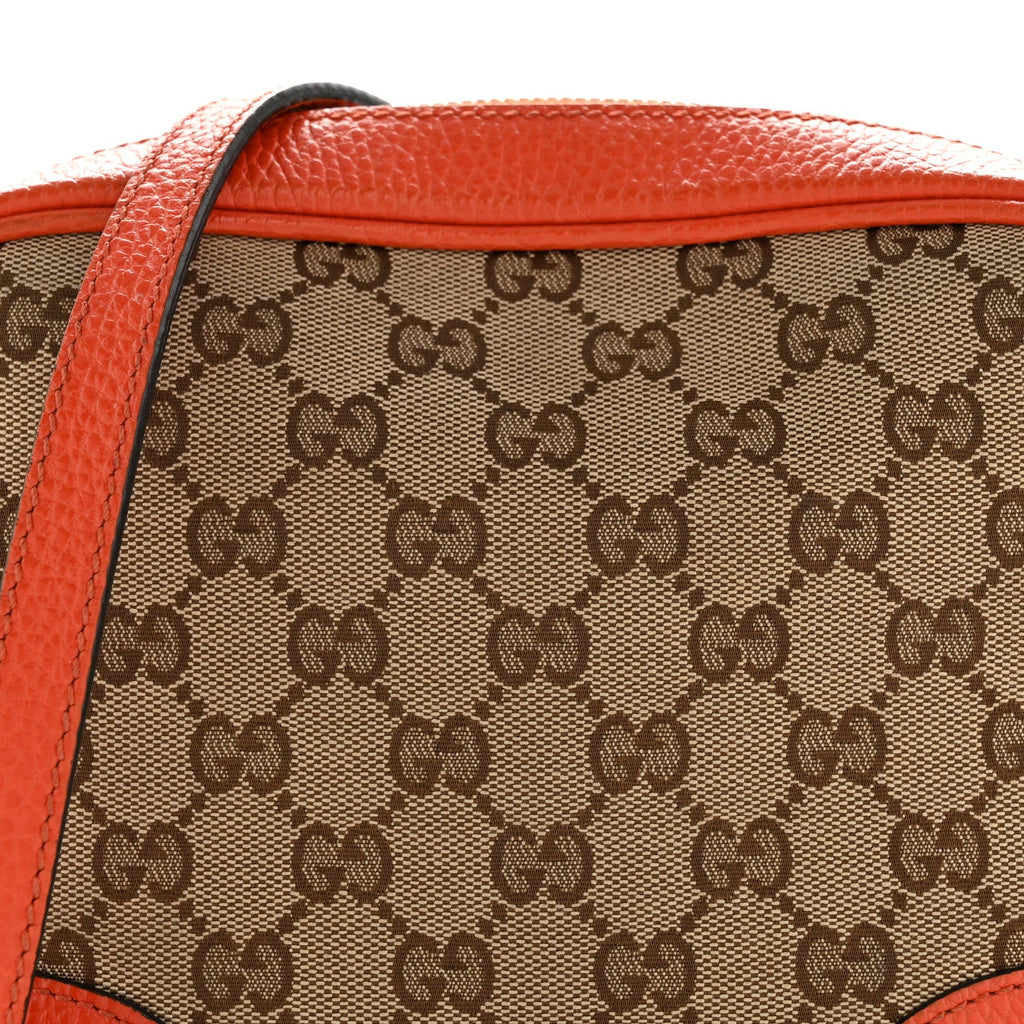 Gucci Monogram Dollar Calfskin Mini Bree Messenger Bag Beige Ebony Sun Orange