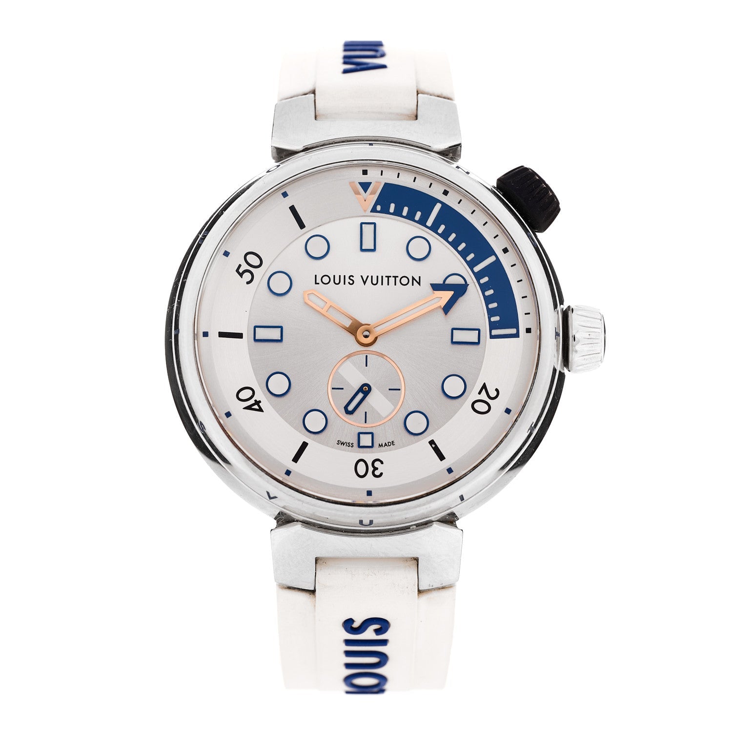 Louis Vuitton Stainless Steel Rubber 40mm Tambour Street Diver Quartz Watch White