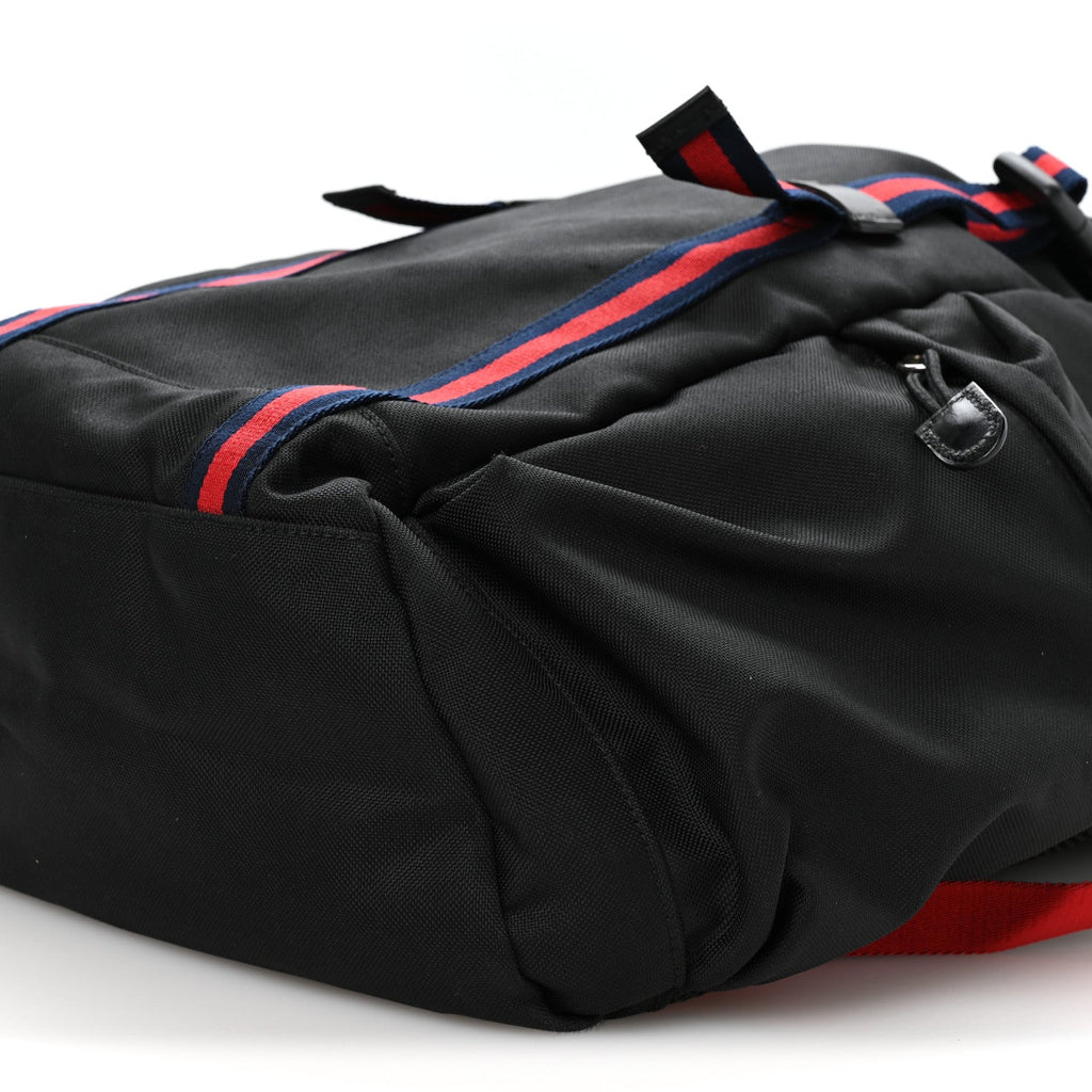 Gucci Techno Canvas Web Double Buckle Backpack Black