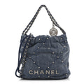 Chanel Washed Denim Quilted Studded Mini Chanel 22 Blue