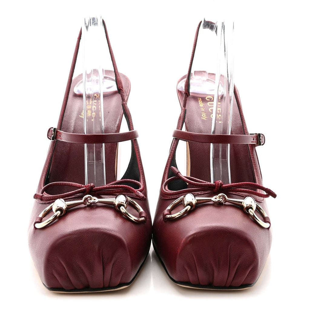Gucci Nappa Charlotte Horsebit Ballet Mary Jane Pumps 38 Rosso Ancora Red