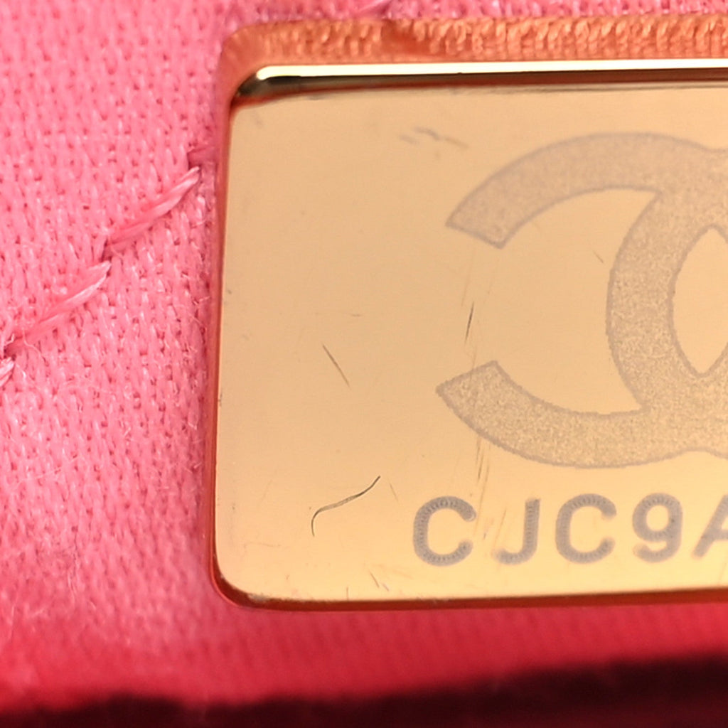 Chanel Shiny Calfskin Quilted Chanel 22 Drawstring Bag Coral Pink