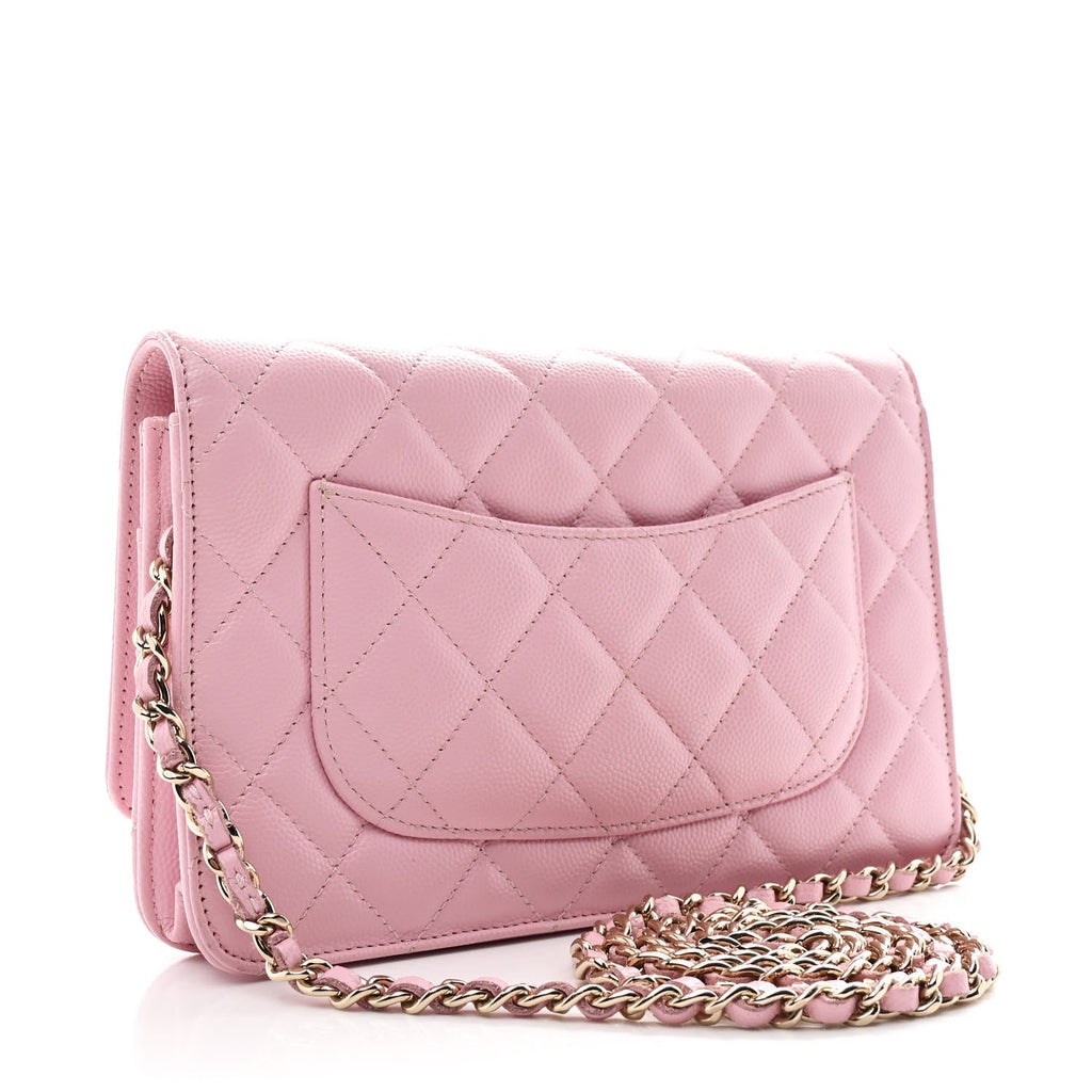 Chanel Caviar Quilted Wallet on Chain WOC Light Pink