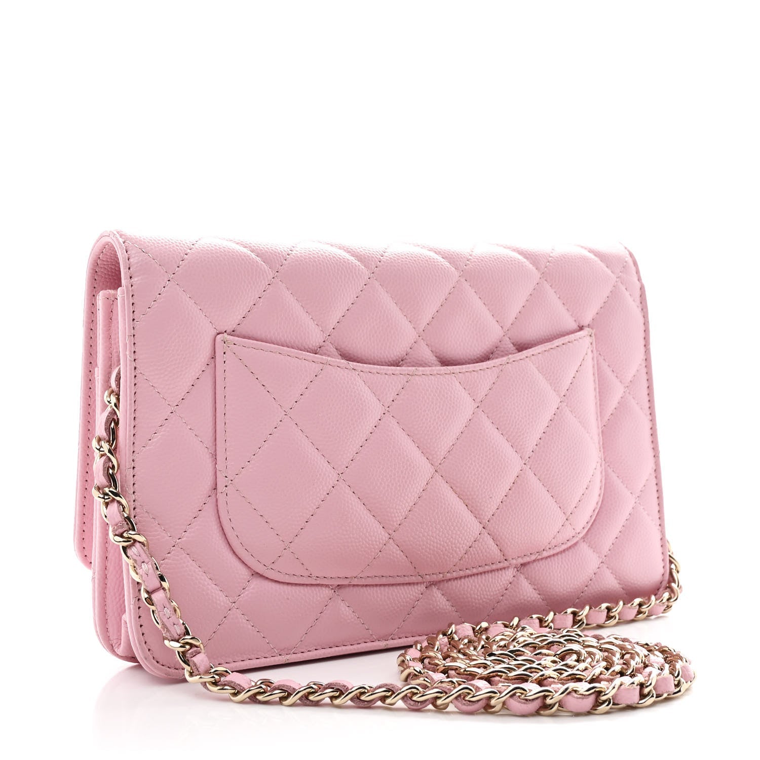 Chanel Caviar Quilted Wallet on Chain WOC Light Pink