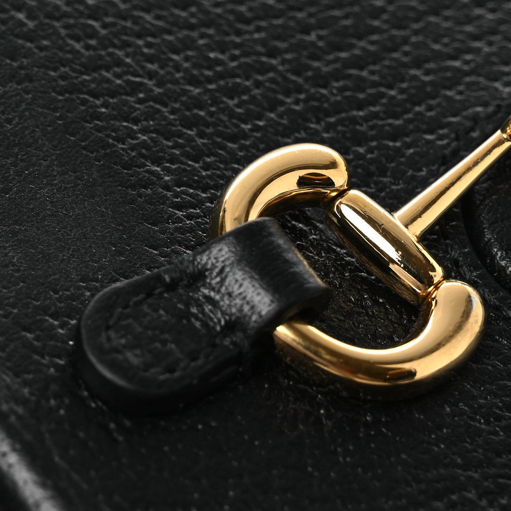 Gucci Dollar Calfskin Vertical Horsebit 1955 Crossbody Bag Black