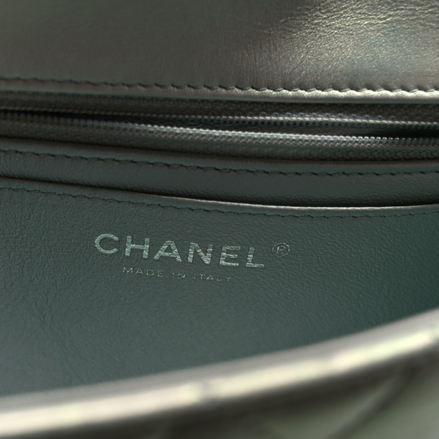 Chanel Iridescent Calfskin Quilted Mini Rectangular Flap Light Blue