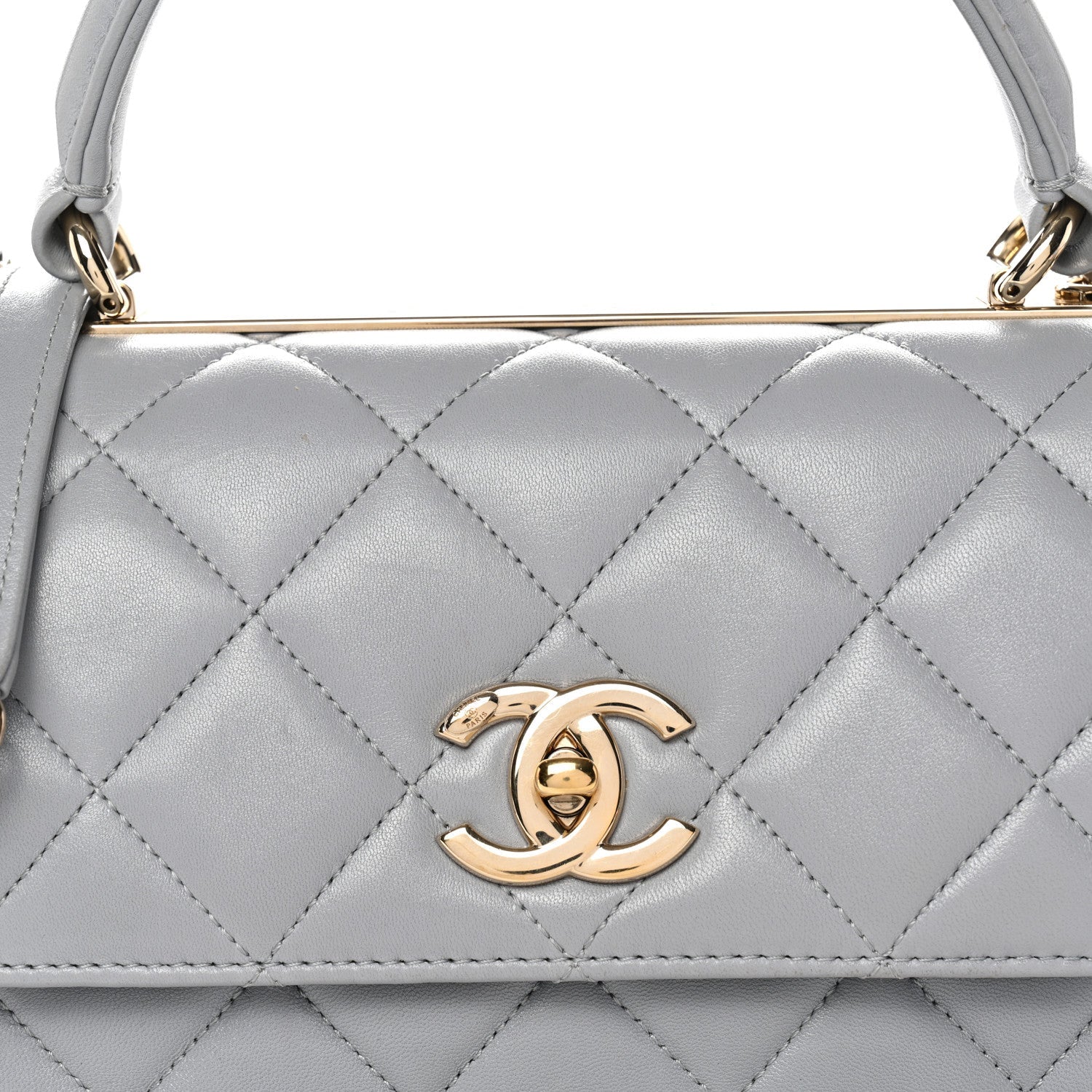 Chanel Lambskin Quilted Small Trendy CC Flap Dual Handle Bag Grey