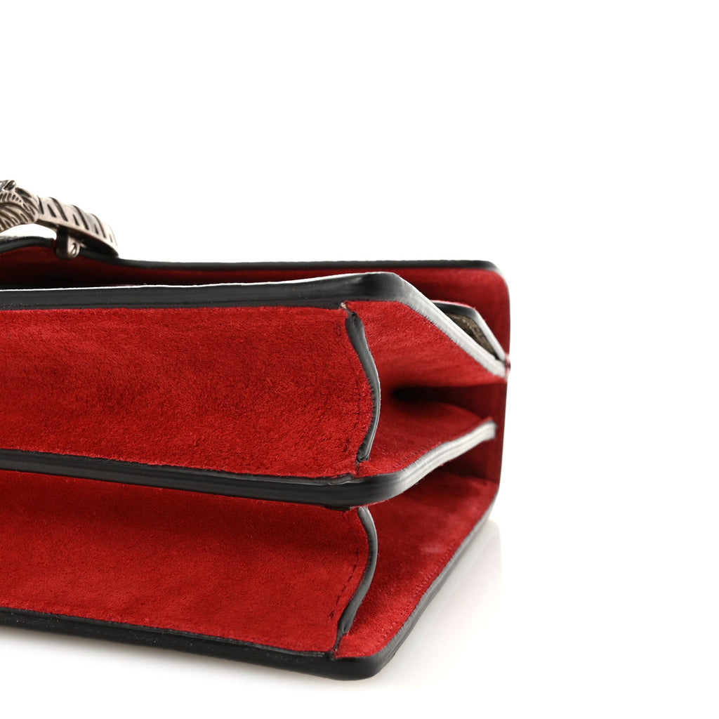 Gucci GG Supreme Monogram Suede Small Dionysus Shoulder Bag Beige Ebony Vulcanic Red