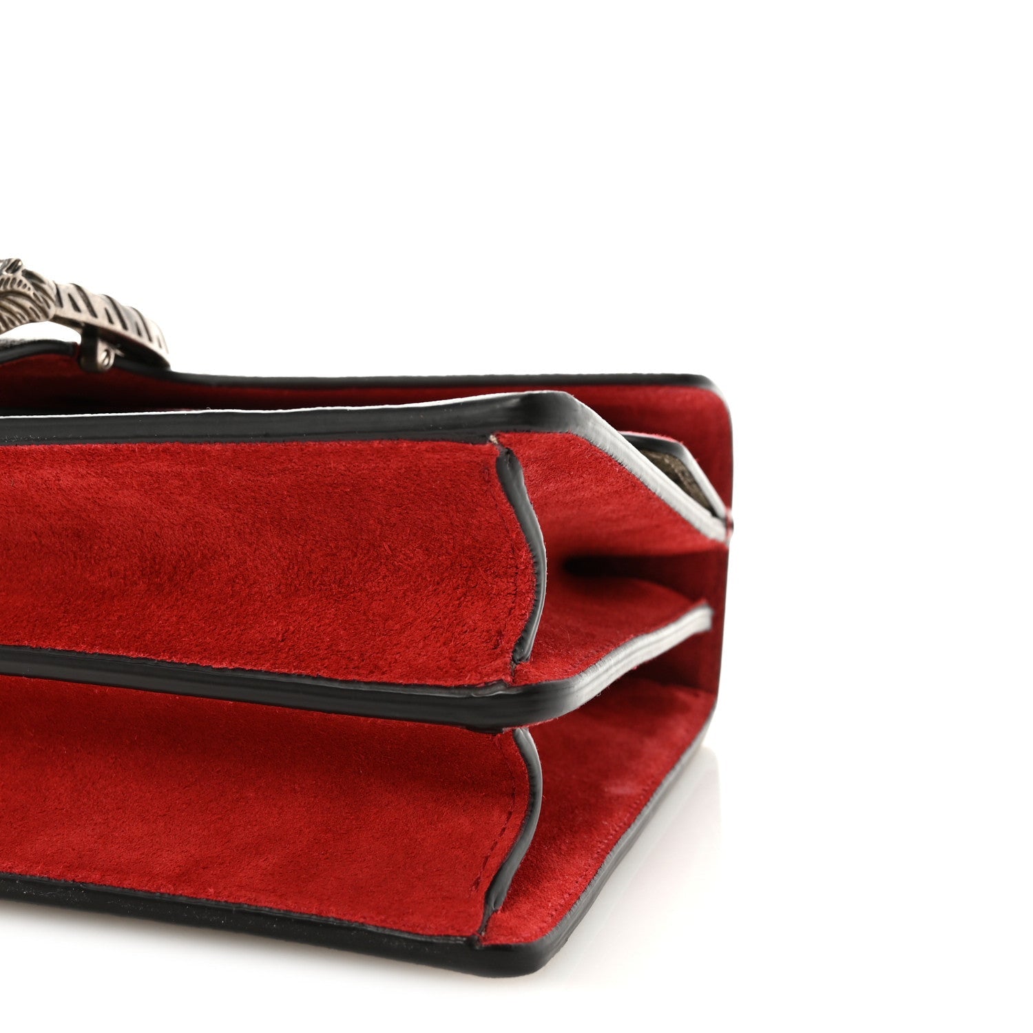 Gucci GG Supreme Monogram Suede Small Dionysus Shoulder Bag Beige Ebony Vulcanic Red
